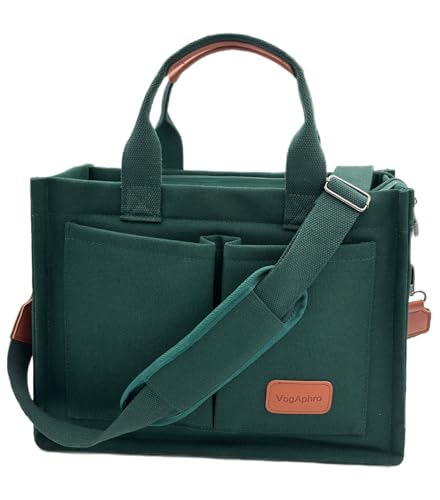 VogAphro Bolsa grande de lona para mujer, bolsa de trabajo con bolsillos, bolsa cruzada para laptop, bolsa de uso diario para viajes, Nueva actualización Plus verde bosque, X-Large