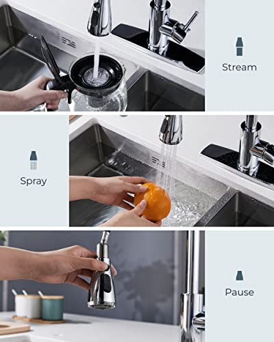 Forious Kitchen Faucet With Pull Down Sprayer Chrome, High Arc Single Handle Kitchen Sink Faucet With Deck Plate, Commercial Modern Rv Stainless Steel Kitchen Faucets, Grifos De Cocina #TOP2