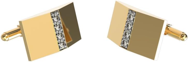 JEWELS FORUM Pyramid Diamond Channel Cuff Links 10K Gold Cufflinks with 0.12 Ct Diamonds an Essential Accessory for Mens Formal Shirt/Suits