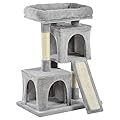 Pawhut Cat Tree for Indoor Cats Activity Center Kitten Scratching Post Climbing Tower Grey 59 x 39 x 83 cm