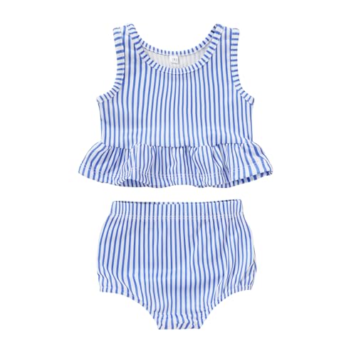 Image of YOUNGER TREE Toddler Baby Girls Summer Swimsuit Sleeveless Striped Swimwear Two-Piece Suit Beach Bikini