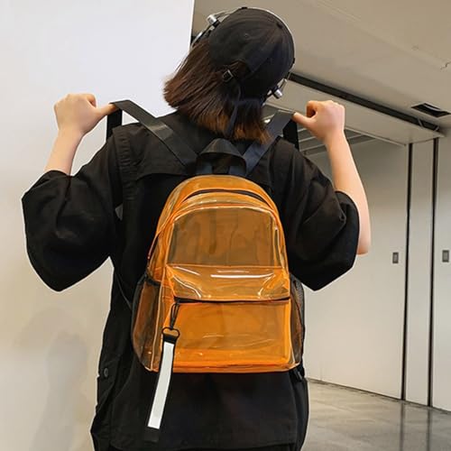 Mochila con correas ajustables de PVC transparente y compartimento grande 6
