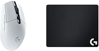 Logitech G305 Lightspeed Wireless Gaming Mouse, HERO Sensor, 6 Programmable Buttons,Compatible with PC/Mac - White + G240 Cloth Gaming Mouse Pad, 340 x 280 mm, Thickness 1mm, For PC/Mac Mouse - Black