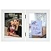 Frametory, 5x7 Double Picture Frame Hinged Photo Frames Two Folding Frame Desktop Glass Frame Vertical (White, 5x7 Double)