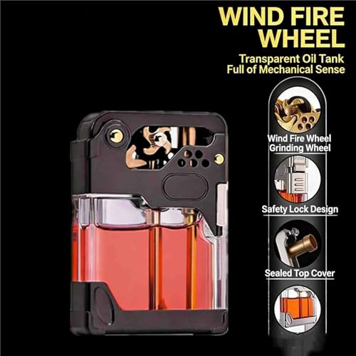 Encendedor mecánico retro para hombre con tanque transparente miniatura 6