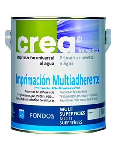Imprimación al Agua color Blanco para Soportes Galvanizados, Metales no Férreos, Plástico, PVC, Madera, Yeso, Cemento. Imprimación Multiadherente Gama Crea (500ml)