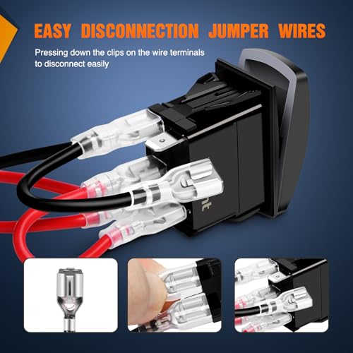 Image of Nilight 12 Volt Power Rocker Switch Led Light Bar 5 Pin Laser On Off | SPST Switches 20A /12V 10A /24V Blue with Jumper Wires Set for Cars Trucks Boats ATVs UTVs RVs