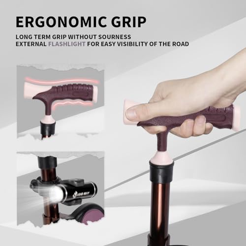 M-GYG Folding Cane with Seat 441 lbs Heavy Duty Cane Stool Crutch Chair Three-Legged Adjustable Walking Stick Unisex Large Seat for Elderly As Gift