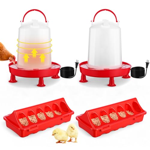 Afarnook 4-Pc Heated Chicken Waterer with Leg Support