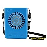 Welltop Necklace Fan Personal Small USB Rechargeable Fan Portable Cooling Fan Battery Operated 3 Speeds with String for Travel Office Home Table (Battery Included) (Blue)