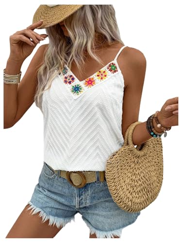 SweatyRocks Women's Floral Tank Tops V-Neck Cute Boho Summer Casual Beach Cami Tops for Vacation3