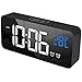 NK Reloj Despertador Digital con Pantalla LED - Alarma Dual, Indicación de Temperatura, 12/24 Horas, Brillo Regulable, Tiempo de repetición, Puerto Carga USB, Batería Integrada