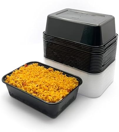 Amazon.com: PackMart 10 Pack Black Plastic Meal Prep Food Containers ...