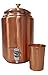 Pure Copper Plain Mate drinkware water dispenser Storage Water Tank, Pot ayurveda health healing Water Tank with Tap and set of 2 Copper hammered mug 1Glass, water container tank with 5 Ltr Capacity