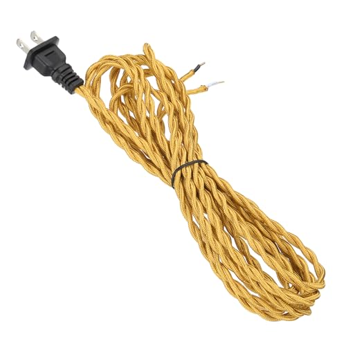 uxcell 8Ft 18/2 Twisted Cloth Covered Lamp Cord, 1 Pcs Vintage Fabric Electrical Wire with Plug...
