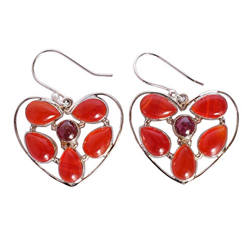 Boucles d'oreilles en quartz rouge argent 925 bijoux pierres naturelles femme