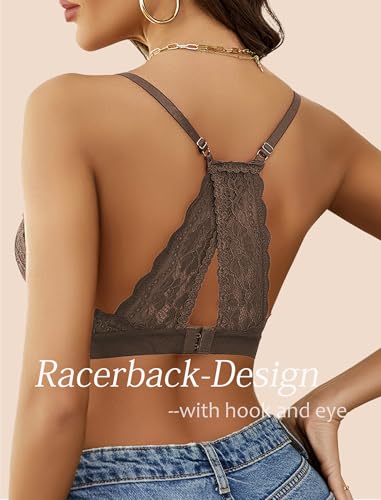 Image of Avidlove Bralettes for Women Lace Racerback Bras Wireless Unlined Bralette Comfy Bra Sexy Lingerie Tops