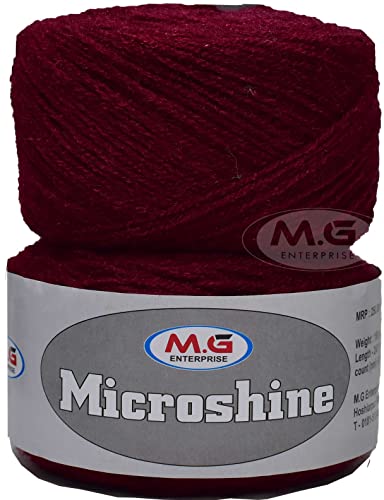 Image of M.G Microshine Mehroon (300 gm) Wool Hank Hand Knitting Wool /Art Craft Soft Fingering Crochet Hook Yarn, Needle Knitting Yarn Thread dye G T CB