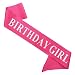 Birthday Sash for Girl,Pink Satin Silver Iridescence Glitter Sash,Happy Birthday Princess Party Decorations Gifts,16,18,21,30,40,50 or Any Other Bday Party Supplies