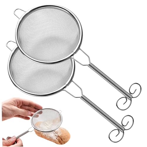 Matcha tamis-tamis en acier inoxydable Matcha Matcha, 3 pouces 40 passoire à mailles fins avec poignée suspendue au thé.
