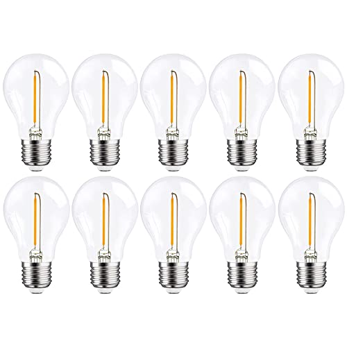 NCC-Licht 10 x LED Filament Leuchtmittel Birnenform A60 1W = 12W E27 klar 100lm extra warmweiß 2200K