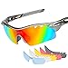 Polarized Sports Sunglasses with 6 Interchangeable Lenses, Tsafrer Tr90 Unbreakable Sunglasses for Men and Women Cycling, Driving, Running Golf (Gray-Gray)