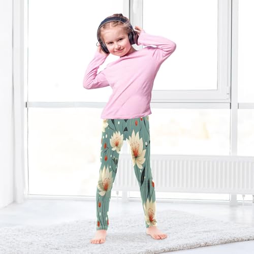 Toddler Girls Leggings Printed Yoga Pants Leggings White Flower Red Dot for Kids4