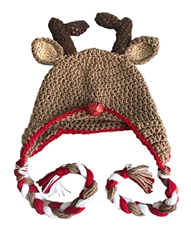 Santa Hat Knitted Christmas Hats Elk Horn Winter Crochet Xmas Hat for Kids Adults