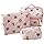 WASTROYAL Women Adorable Quilted Fabric Cosmetic Bag Set, 3-Piece Cartoon Bear Makeup Organizer with Zipper, Easy Travel Home