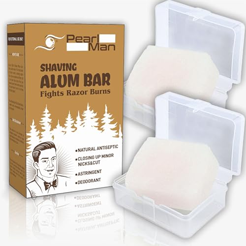 Pearl Shaving Alum Bar with travel case - 100g Pack of 2 100% Pure Natural Alum Stone for Gentle & Effective After Shave Lotion, Skin Tightening, & Underarm Deodrant alternative