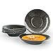 6 tlg Suppenteller Teller Set Ø21.5cm, suntun Schwarz Grau Tiefe Porzellan Geschirrset im Shell-Design, Nudelschalen, Suppenschalen, Salatschale, Tafelservice für 6 Personen, Geschenk