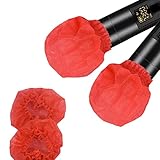 100 fundas de micrófono desechables, Lre Co. fundas de micrófono de repuesto no tejidas para entrevistas KTV, estudio de grabación, rendimiento, voz, rojo