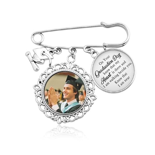 Custom Graduation Tassel Brooches Pins For Graduation Memorial Gifts for Loss Of Grandpa Grandma Memorial Pins With Picture Frame Brooch Pin for Grad Gown Accessories for Women Men Graduate Brooches