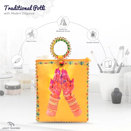 Image of Bridesmaid Return Gift Potli Bags for Women Pack of 12 | Wedding Shagun Potli with Zip & Bangle Handle | Traditional Gifting for Bridesmaids, Mehndi & Sangeet