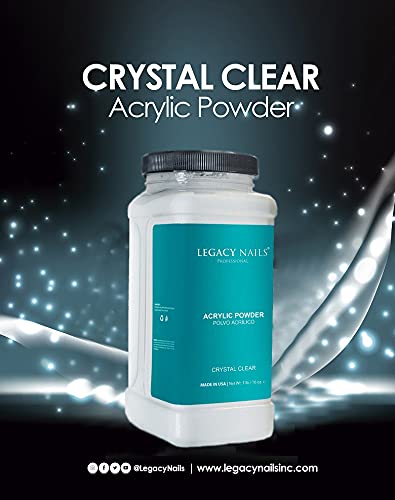 Legacy Nails Professional Crystal Clear Acrylic Powder, Net Wt. 1 Lbs. / 16Oz. - Mix With Glitter, Pigment And Create Custom Acrylic Nail Extension Colors #TOP3