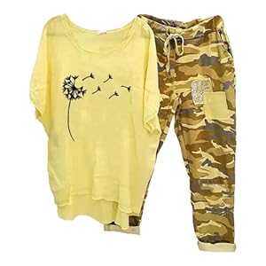 Briskorry Damen Camouflage Zweiteiler Set
