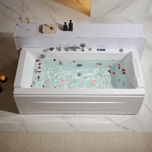 Empava Acrylic Whirlpool Bathtub, 71-Inch Jetted Bathtub with Healing Chromotherapy, Heated Soaking...