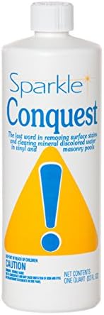 Quart Liquid Concentrated Stain Remover Conquest for Vinyl & Masonry Swimming Pools - 20,000 Gallons Per Quart by Sparkle 3070