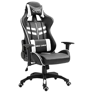 vidaXL Gaming Chair Office Chair Desk Chair Swivel Chair Executive Chair Gaming Chair White PU Reclining Function Height Adjustable Ergonomic