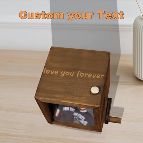 Caja personalizada para fotos tipo flipbook, álbum animado con manivela manual y luz LED, regalo personalizado para Navidad, cumpleaños o Día de San Valentín (marrón claro) miniatura 5