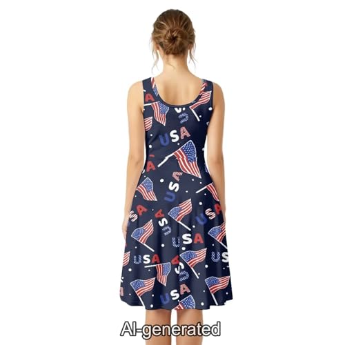 Image of Dreaweet Casual Sleeveless Dresses for Women Girls, Round Neck Tank Dresses with Pockets Summer Sundress Size XS-4XL