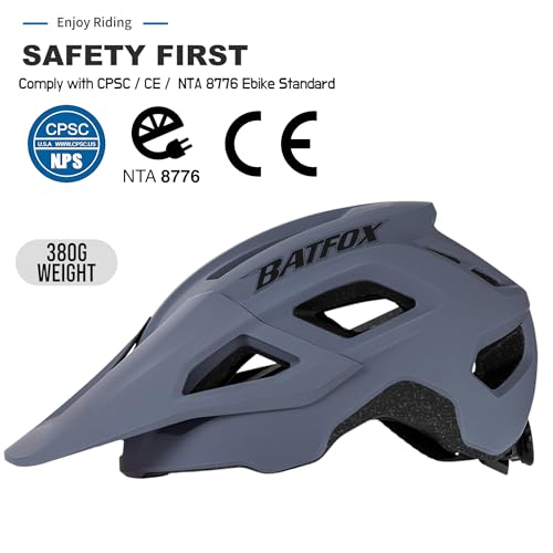 BATFOX Bike Helmet for Adult Men & Women - Adjustable Mountain & MTB & Road Bicycle Helmet (52-60cm) with Ultra-Light Ventilation