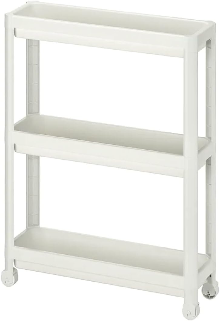 VESKEN Trolley, Storage Cart, Movable, Kitchen Trolley, Organizer, White - by Little Loved Corner