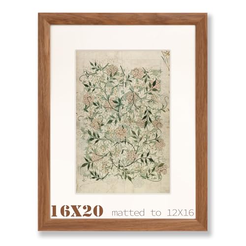 Husteria 16x20 Picture Frame Classic Natural Oak Wood Picture Frame 16x20 Frame Matted to 12x16 Solid Wooden Poster Frames for Vertical & Horizontal Wall Hanging Natural Oak Color