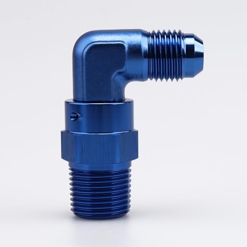 Image of AC PERFORMANCE 90 Degree -10 AN Male Flare to -10 AN Male Swivel Fitting Adapter Aluminum Blue with AN10 O-ring ORB Port