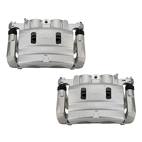 Image of TRQ Front Brake Caliper Set Zinc Coated Brackets Compatible with 2014-2019 Dodge Charger