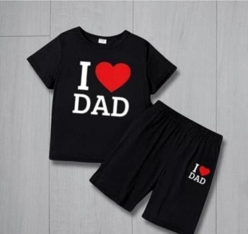Image of Kids Cotton Printed Top with Solid Bottom Set Comfortable Casual Dress for Baby Boys and Girls
