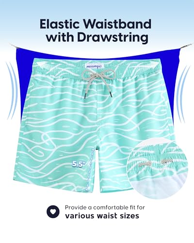 Image of maamgic Mens Swim Trunks 5 Inch with Mesh Lining, Quick Dry Mens Bathing Suit, Swim Shorts for Swimming and Beach