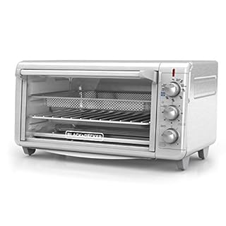 BLACK+DECKER Crisp 'N Bake Air Fry Countertop Convection Toaster Oven, XL Capacity, 8-Slice, 5-in-1, Fits 9” x 13” pan,12” Pizza, 60-Min Timer, Bake, Broil, Air Fry, Toast, Keep Warm, Stainless Steel