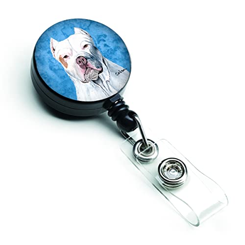 Caroline's Treasures SC9130BU-BR Blue Pit Bull Retractable Badge Reel for Nurses ID Badge Holder with Clip Retractable Employee Badge Holder, Belt Clip, Multicolor